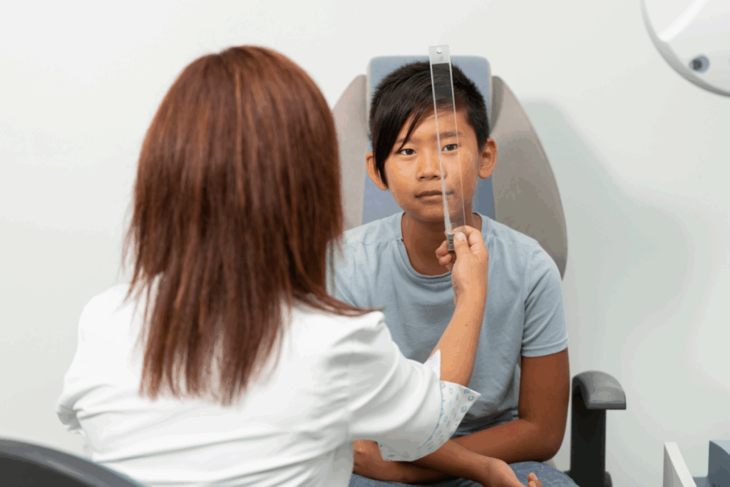 utilisation d'une barre de prisme pour un enfant