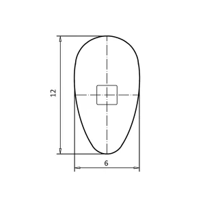 dessin plaquette titane ovale 12 mm