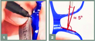 positionner une plaquette à incruster sur une monture acétate - étapes 1 et 2